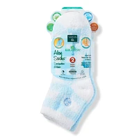 Earth Therapeutics Plaid & Solid Blue Aloe Socks