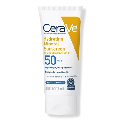 CeraVe Hydrating Mineral Sunscreen Lotion for Face SPF 50 for All Skin Types