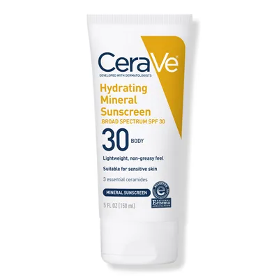 CeraVe Hydrating Mineral Sunscreen Lotion for Body SPF for All Skin Types