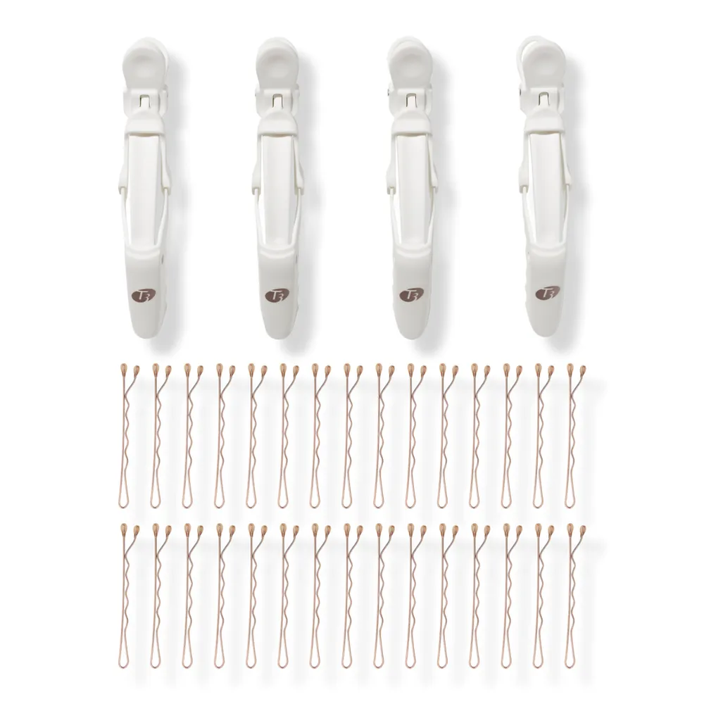 T3 Clip Kit With 4 Alligator Clips and 30 Rose Gold Bobby Pins