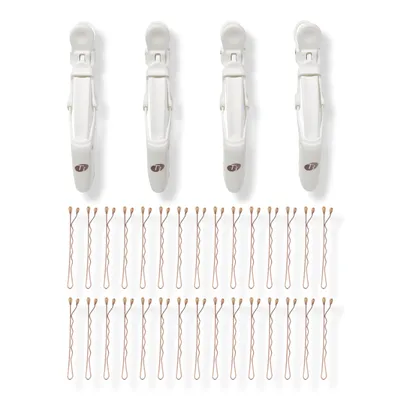 T3 Clip Kit With 4 Alligator Clips and 30 Rose Gold Bobby Pins
