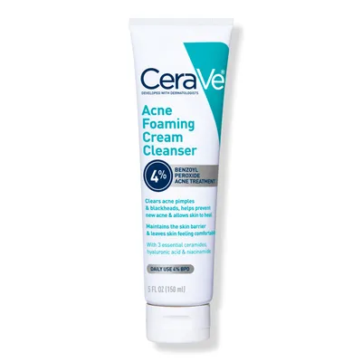 CeraVe Acne Foaming Cream Cleanser BPO 4% for Acne Prone Skin