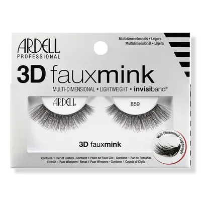 Ardell 3D Faux Mink #859, Multi-dimensional False Eyelash with Invisiband