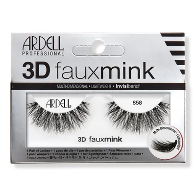 Ardell 3D Faux Mink #858, Multi-dimensional False Eyelash with Invisiband