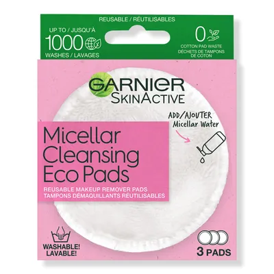 Garnier SkinActive Micellar Cleansing Eco Pads, Reusable, 3 Pack