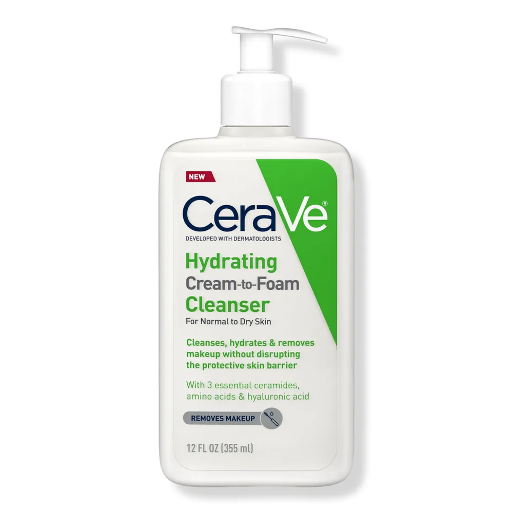 CeraVe Hydrating Cream-to-Foam Face Wash for Balanced to Dry Skin