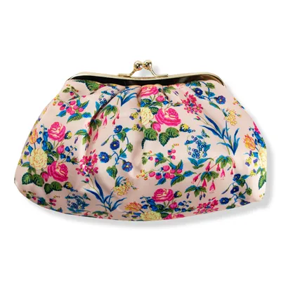 The Vintage Cosmetic Company Pink Floral Satin Cosmetic Bag