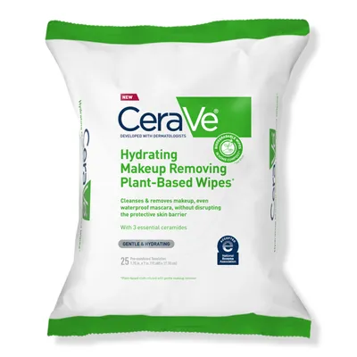 CeraVe Plant-Based Hydrating Makeup Removing Face Wipes for All Skin Types