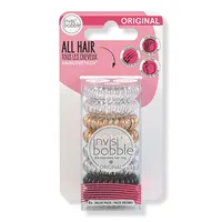 Invisibobble ORIGINAL Spiral Hair Tie Value Pack- Clear, Black & Metallic