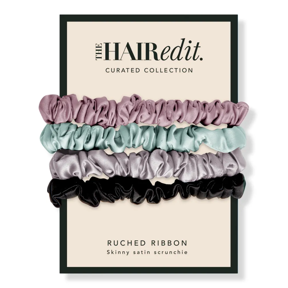 The Hair Edit Sage & Mauve Ruched Ribbon Scrunchies