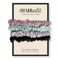 The Hair Edit Sage & Mauve Ruched Ribbon Scrunchies