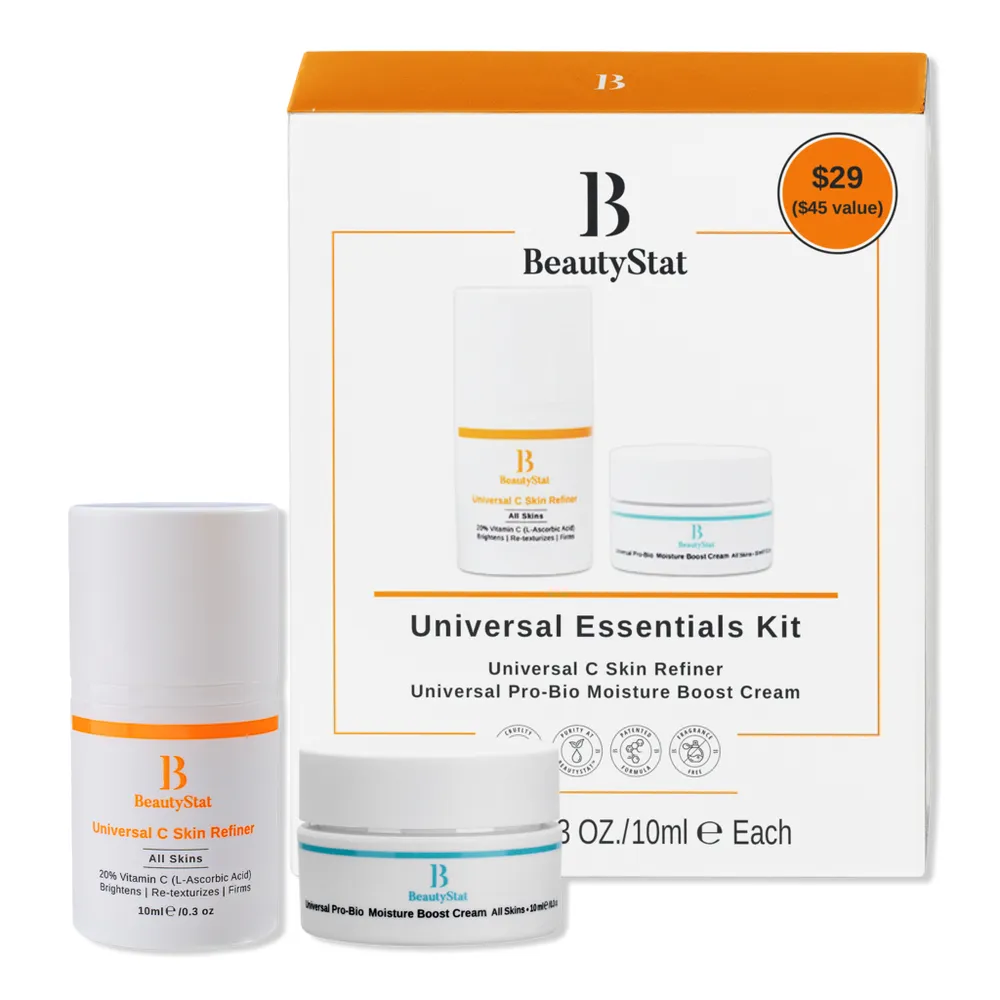 BeautyStat Cosmetics Universal Essentials 2 Piece Kit with Pro-Bio Cream and C Skin Refiner