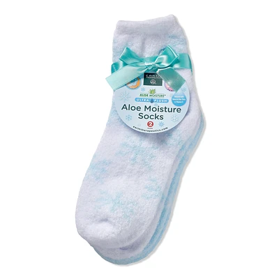 Earth Therapeutics Blue Aloe Moisture Super Plush Snowflake Design Socks