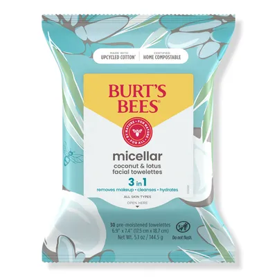 Burt's Bees Micellar 3 in 1 Facial Towelettes with Coconut & Lotus Water