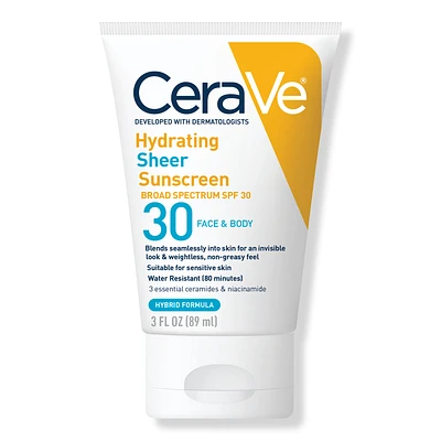 Hydrating Sheer Sunscreen Face and Body Lotion with SPF 30 - 3.0 oz