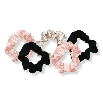 Satin Hair Scrunchies - Pink/Black