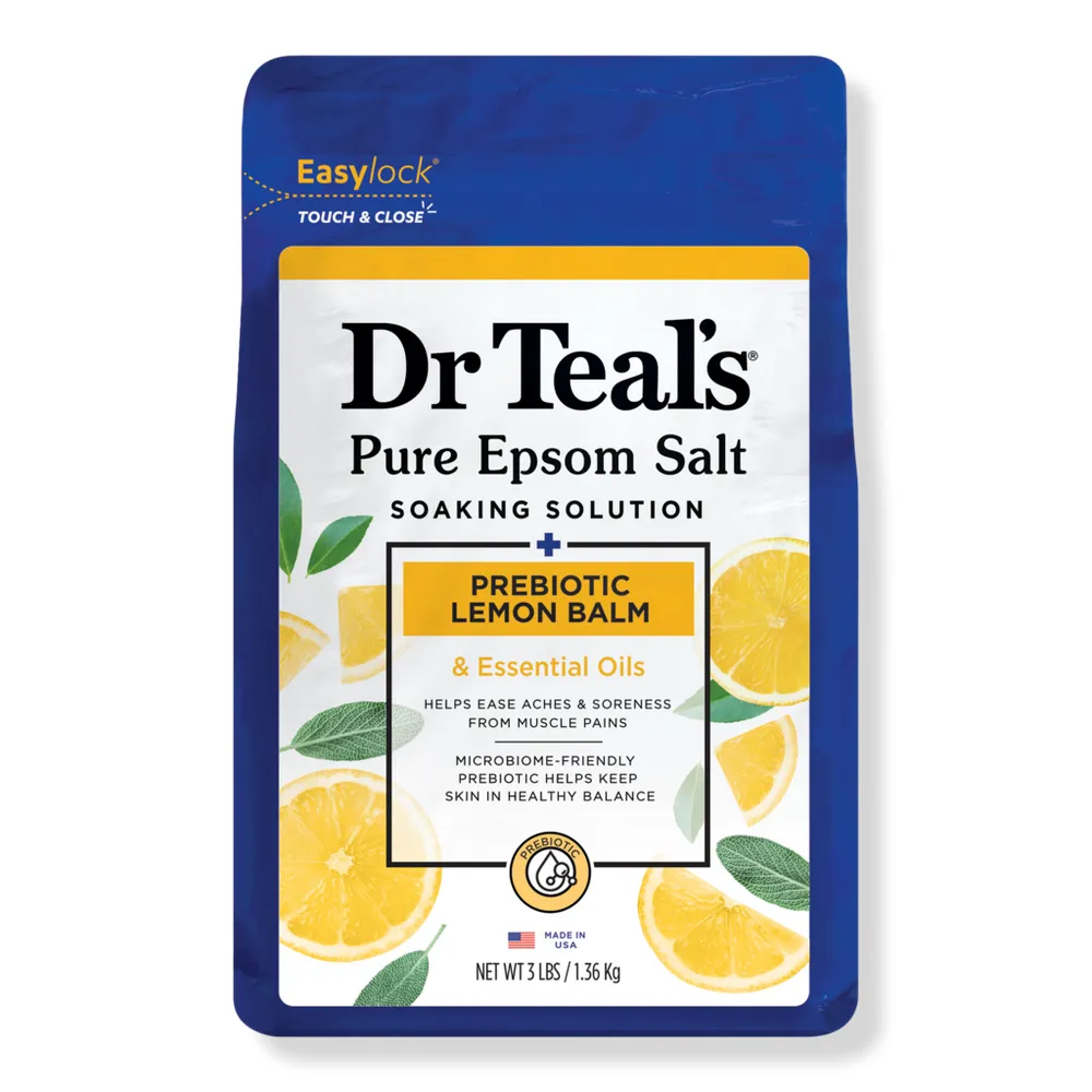 Dr Teal's Pure Epsom Salt Soak, Prebiotic Lemon Balm with Essential Oil Blend