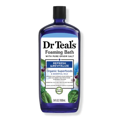 Dr Teal's Foaming Bath with Pure Epsom Salt, Refresh & Revitalize with Superfood