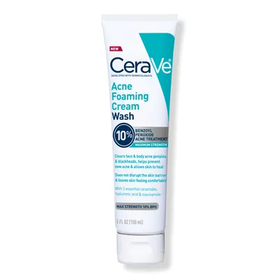 CeraVe Acne Foaming Cream Wash BPO 10% for Face & Body