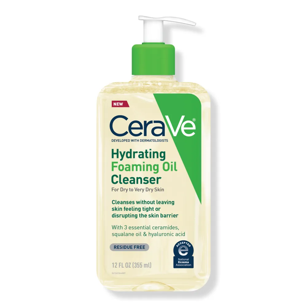 CeraVe Hydrating Foaming Oil Cleanser with Hyaluronic Acid for Dry Skin