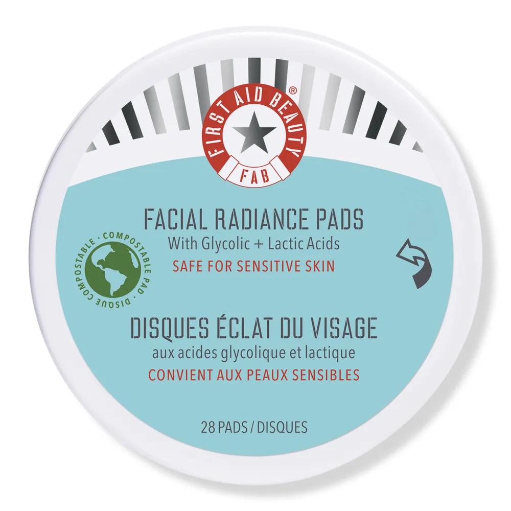 First Aid Beauty Travel Size Facial Radiance Pads with Glycolic + Lactic Acids