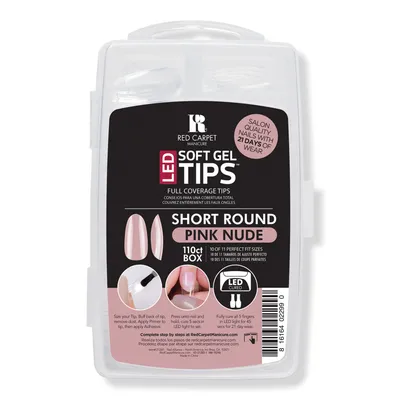 Red Carpet Manicure Soft Gel Short Round Pink Nude Nail Tips