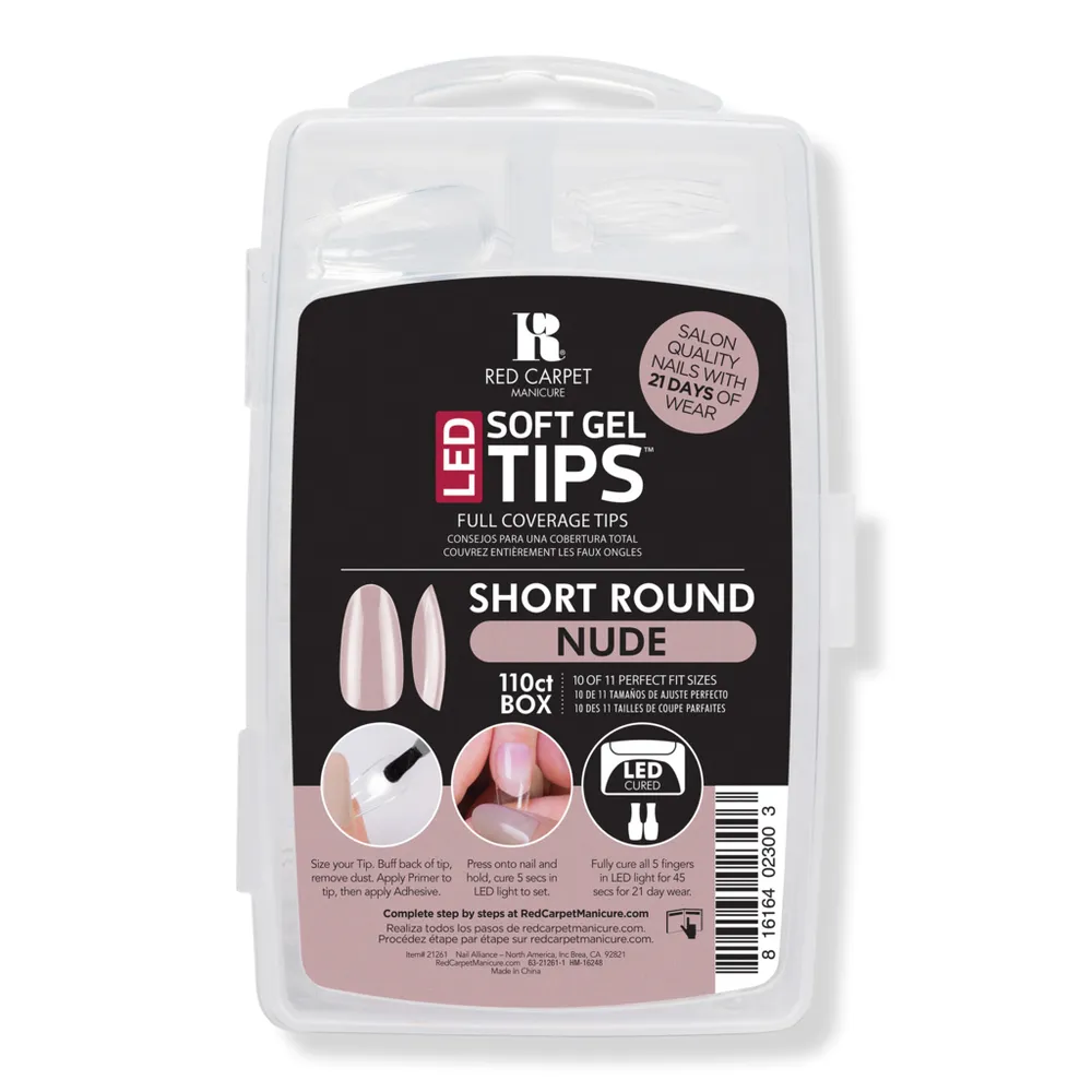 Red Carpet Manicure Soft Gel Short Round Nude Nail Tips