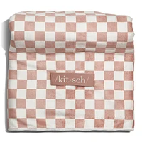 Extra Large Quick-Dry Hair Towel Wrap - Terracotta Checker