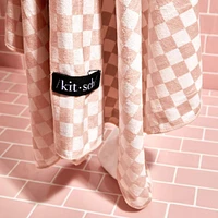 Extra Large Quick-Dry Hair Towel Wrap - Terracotta Checker
