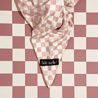 Extra Large Quick-Dry Hair Towel Wrap - Terracotta Checker