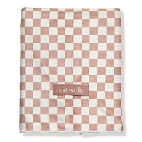 Extra Large Quick-Dry Hair Towel Wrap - Terracotta Checker
