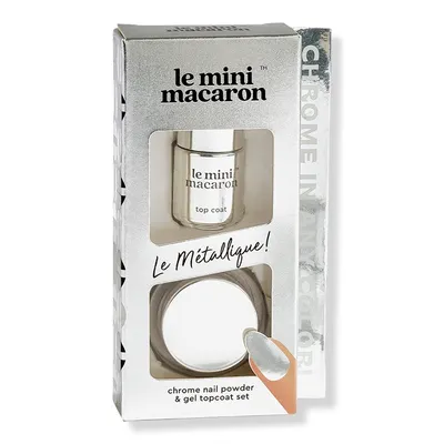 Le Mini Macaron Le Metallique - Chrome Nail Powder & Gel Topcoat Set