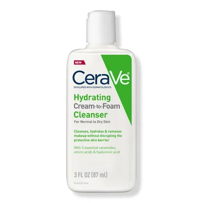 CeraVe Travel Size Hydrating Cream-to-Foam Face Wash for Balanced to Dry Skin
