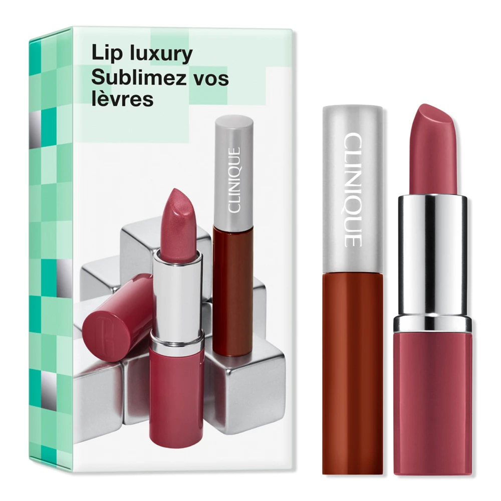 Clinique Lip Luxury Lipstick + Lip Gloss Makeup Gift Set