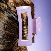 Thick Hair Rectangle Claw Clip - Purple/Cream