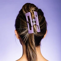 Thick Hair Rectangle Claw Clip - Purple/Cream