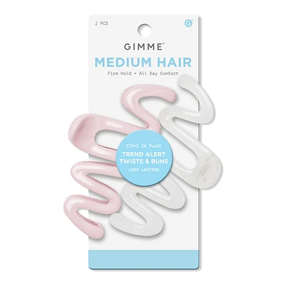 Medium Hair Squiggle 2.0 Claw Clip - Pink/White