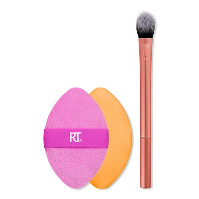 Real Techniques Precision Perfection Powder Puff + Makeup Brush Duo