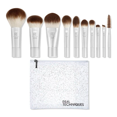 Real Techniques Starlit Shimmer Limited Edition Travel Brush + Bag Set