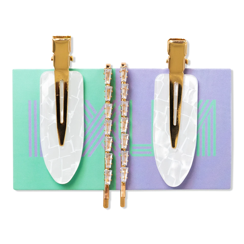 Locks & Mane Quartz & Gold Barrette Set