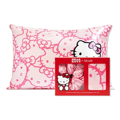 Hello Kitty X Kitsch Satin Pillowcase & Pillow Scrunchie 2Pc Set