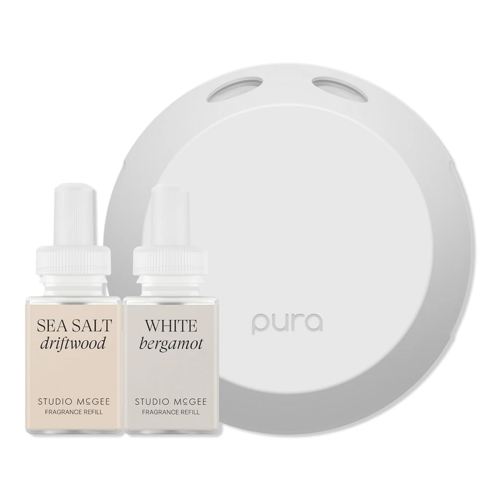 Pura x Studio McGee Sea Salt Driftwood / White Bergamot Smart Diffuser Set