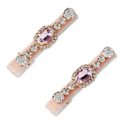 Scunci Wicked Pink Velvet-Wrapped Salon Clips With Stones