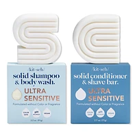 Kitsch Ultra Sensitive Solid Shampoo & Body Wash and Conditioner & Shave Bar Combo Pack