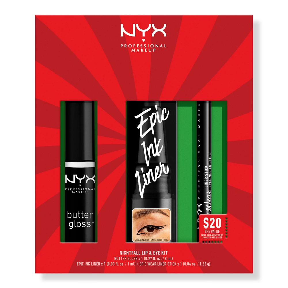 NYX Professional Makeup Limited Edition Nightfall Eyeliner and Lip Gloss Kit Holiday Gift