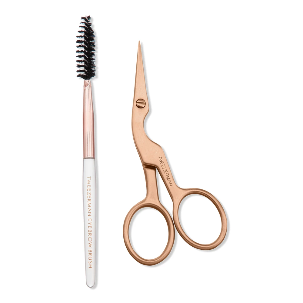 Tweezerman Rose Gold Brow Shaping Scissors and Brush