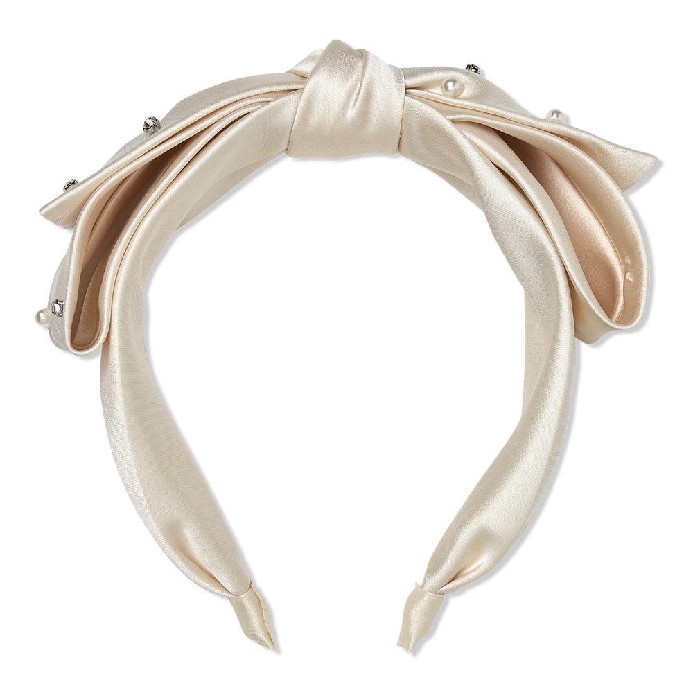 Scunci Holiday Ivory Stone Bow Headband