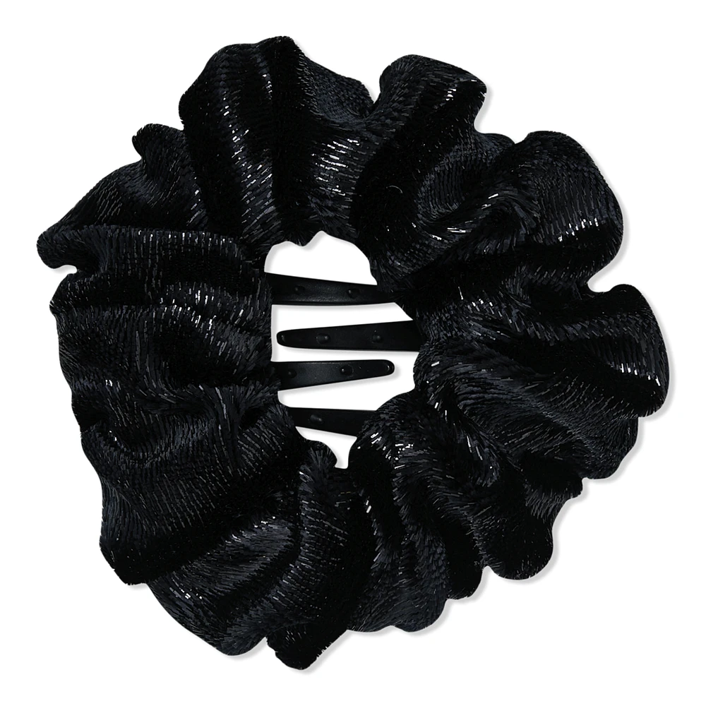 Scunci Holiday Black Velvet Scrunchie Pop Clip