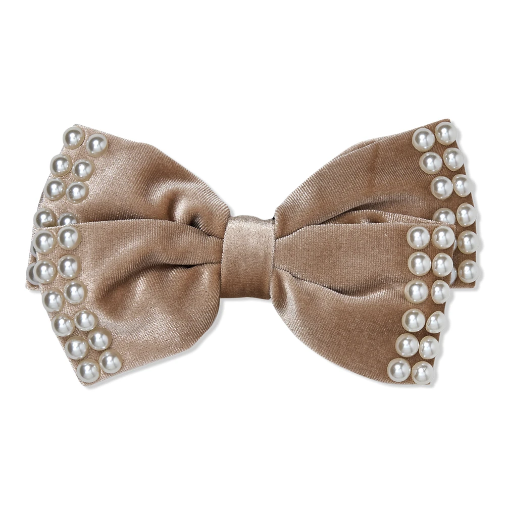 Scunci Holiday Velvet Bow With Pearls