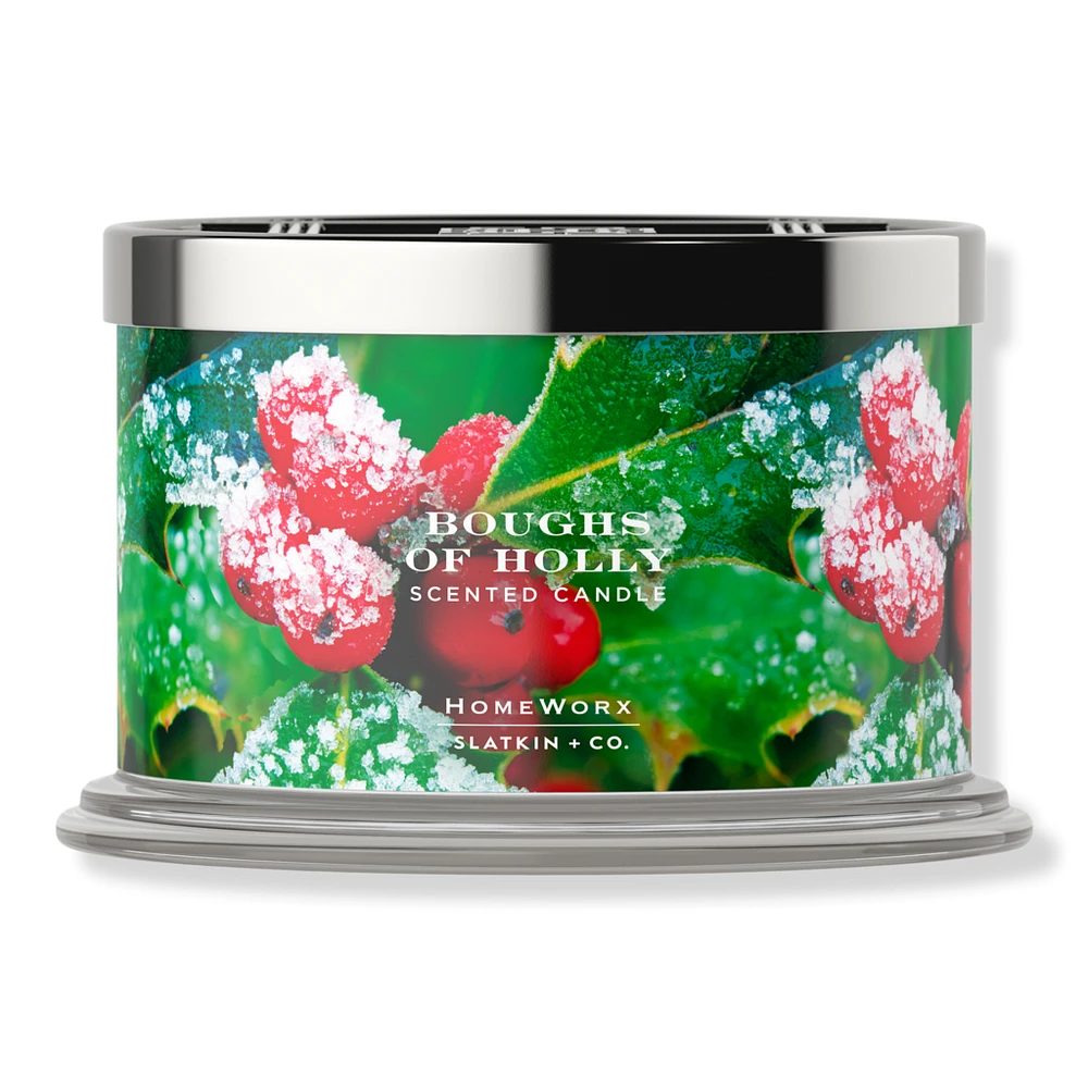 HomeWorx Boughs of Holly 4-Wick Scented Candle